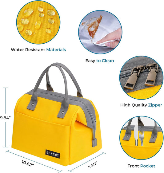 Large Insulated Lunch Bag for Women Men Leakproof Cooler Lunch Tote Bags for Work Travel Adult Thermal Lunchbox for Office -10L Yellow