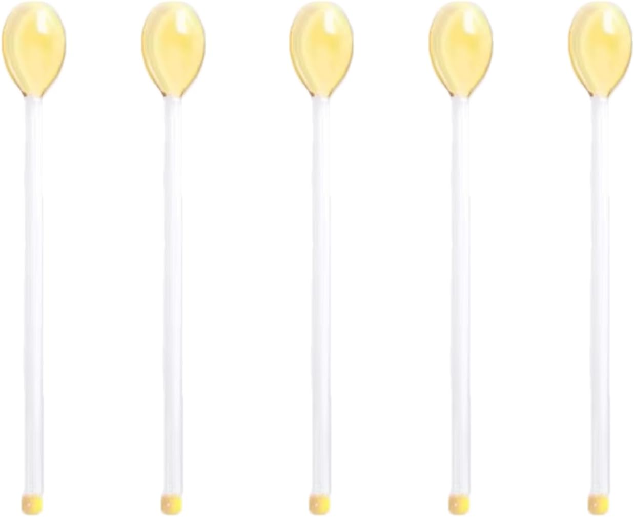 5 Piece Glass Spoons Colorful Glass Stirring Spoon Mini Coffee Stirrers Milk Juice Ice Cream Tea Spoon Teaspoons Dessert Spoon Glass Mixing Spoon for Home Bar Party (yellow)