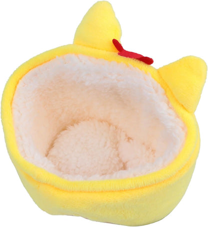 Winter Warm Small Pet Bed House Thicken Soft Hamster Nest in Cute Yellow Chicken Shape Comfortable Pet Sleeping House for Hamsters Small Animals Indoor Use