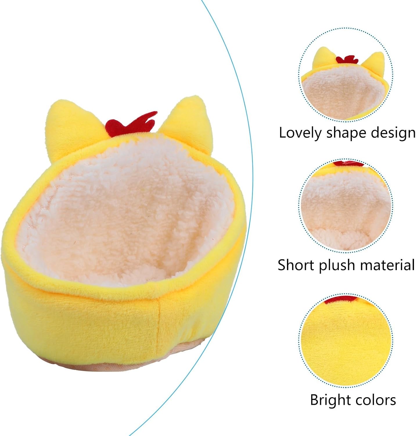 Winter Warm Small Pet Bed House Thicken Soft Hamster Nest in Cute Yellow Chicken Shape Comfortable Pet Sleeping House for Hamsters Small Animals Indoor Use