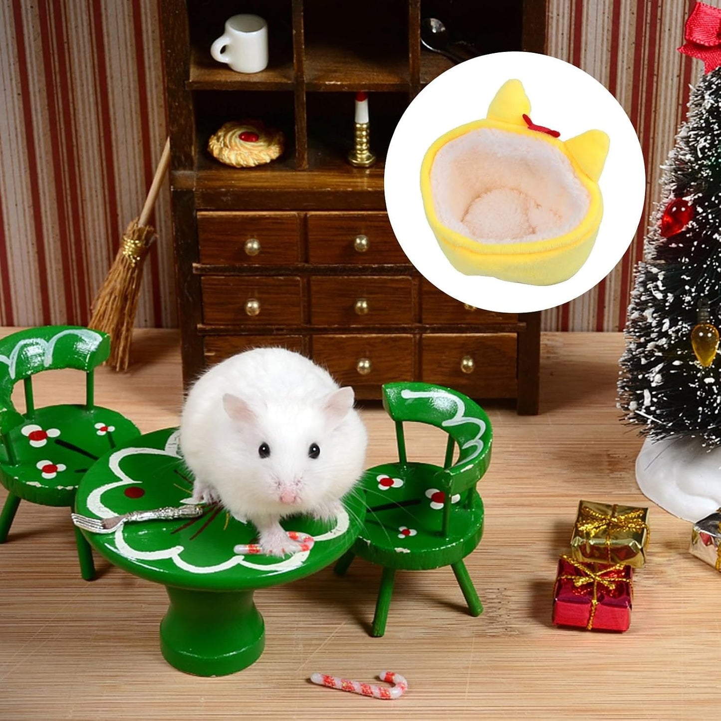 Winter Warm Small Pet Bed House Thicken Soft Hamster Nest in Cute Yellow Chicken Shape Comfortable Pet Sleeping House for Hamsters Small Animals Indoor Use