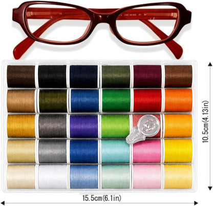 Japan 30-Color Handy Polyester Sewing Thread Set, 45m / 50 yds Each [93011]