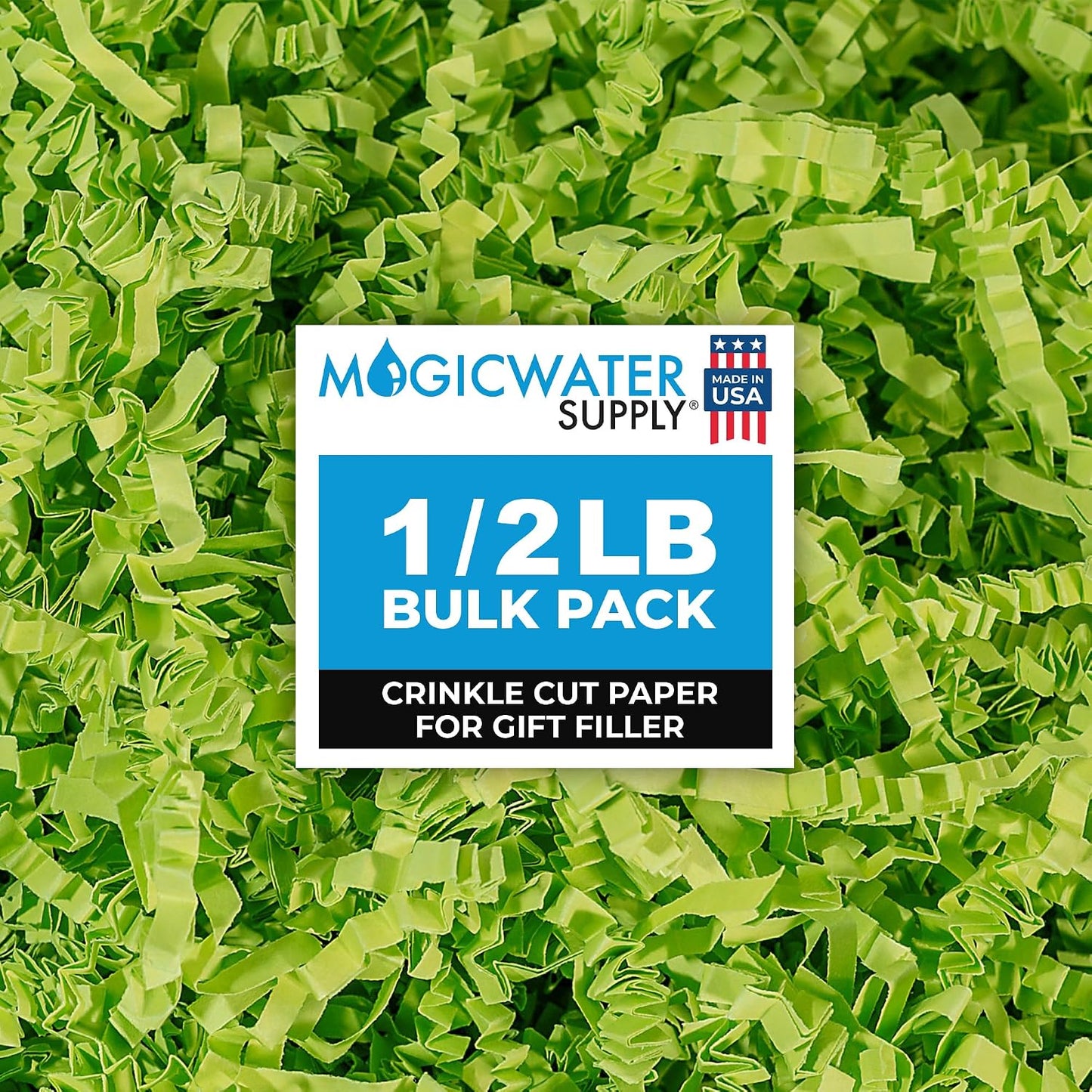 MagicWater Crinkle Cut Paper for Gift Baskets - 1/2LB - Lime Green | Paper Shred, For Basket Filling, For Gift Boxes, Birthdays, Weddings, Anniversaries, Valentines Day and other occassions