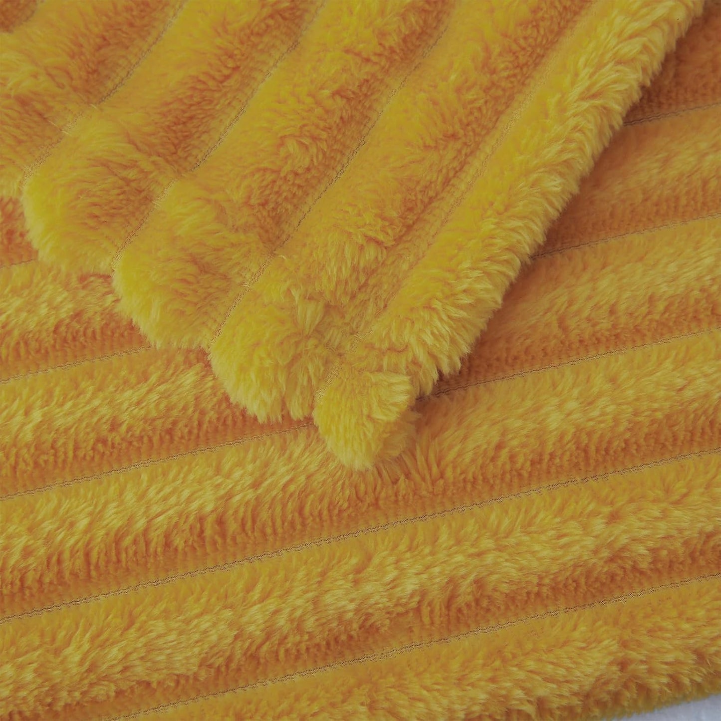 Mustard Yellow Fleece Throw Blanket 50”×60” for Couch Sofa Bed,Super Soft Cozy Plush Microfiber Flannel Blanket with Stripes Design Lightweight for Adults,Woman