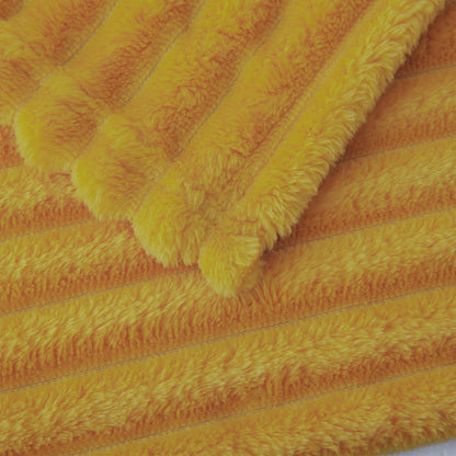 Mustard Yellow Fleece Throw Blanket 50”×60” for Couch Sofa Bed,Super Soft Cozy Plush Microfiber Flannel Blanket with Stripes Design Lightweight for Adults,Woman