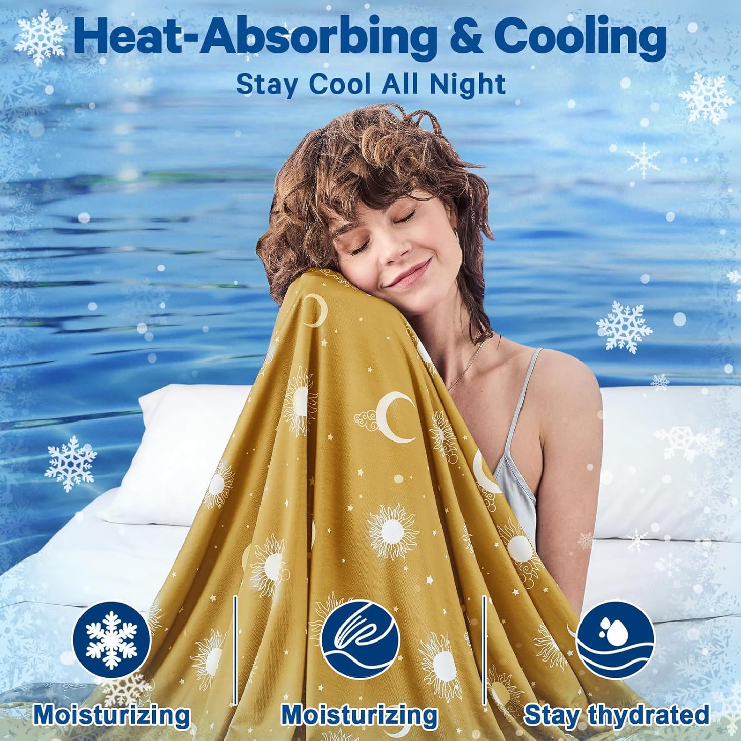 Cooling Blanket Throw(50"x60") - Double Sided Cooling Blankets for Hot Sleepers, Cool Soft Lightweight Summer Blanket for Beach, Sofa Bed Couch, Room Decor, Gifts for Women Men Ginger Yellow