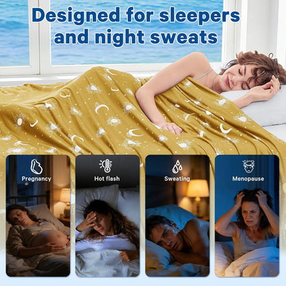 Cooling Blanket Throw(50"x60") - Double Sided Cooling Blankets for Hot Sleepers, Cool Soft Lightweight Summer Blanket for Beach, Sofa Bed Couch, Room Decor, Gifts for Women Men Ginger Yellow