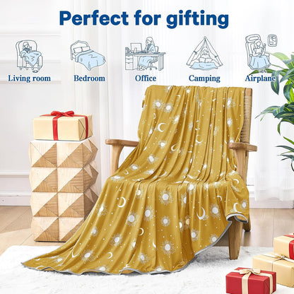Cooling Blanket Throw(50"x60") - Double Sided Cooling Blankets for Hot Sleepers, Cool Soft Lightweight Summer Blanket for Beach, Sofa Bed Couch, Room Decor, Gifts for Women Men Ginger Yellow