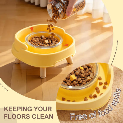 Ant Proof Cat Food Bowl, Elevated Cat Feeding Bowl, Yellow 1pcs | Prevents Ants from Entering and Reduces Neck Stress, Non-Slip Elevated Cat Feeding Bowl