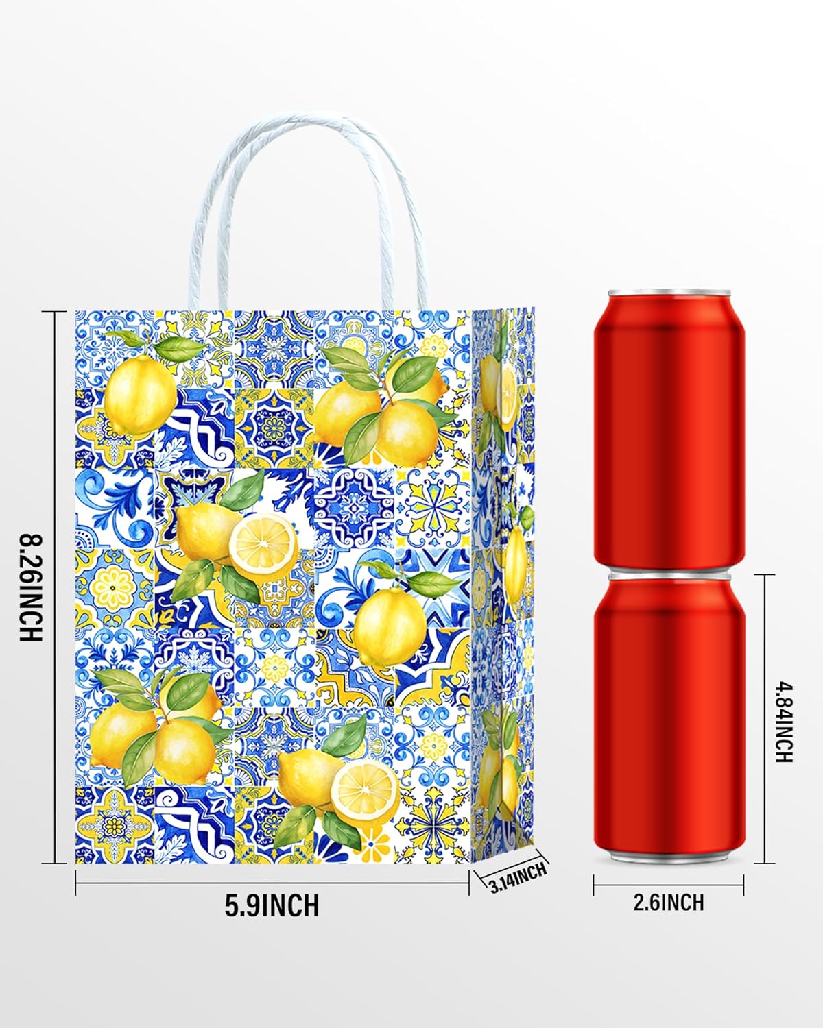16 Pcs Gift Bags - Capri Party Decorations Favor Bags for Lemon Fans, Positano Themed Decorations Lemon Party Decor Lemon and Blue Celebration Decor
