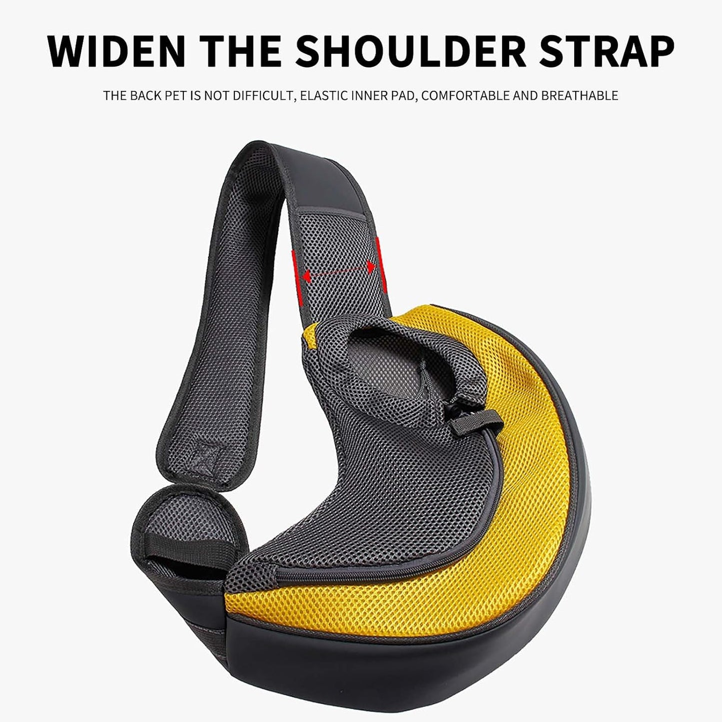Pet Dog Sling Carrier Large Pocket Adjust Strap Anti-Falling Design Breathable Mesh Travel Safe Sling Bag Carrier for Dogs Cats (Yellow)