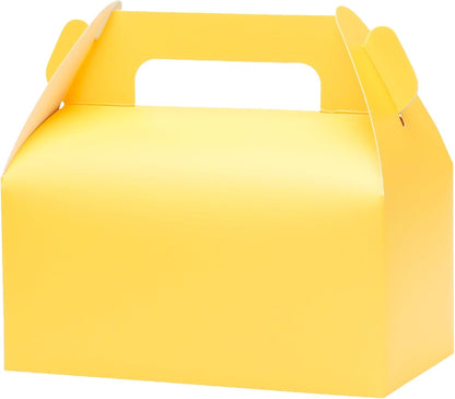30 Pack Yellow Party Favor Bag Boxes, Gable Gift Boxes for Candies Treats Goodies Cookies, Ideal for Yellow Party Favors, Themed Birthday Party, Valentine's Day, 6.5x3.5x3.5 Inches