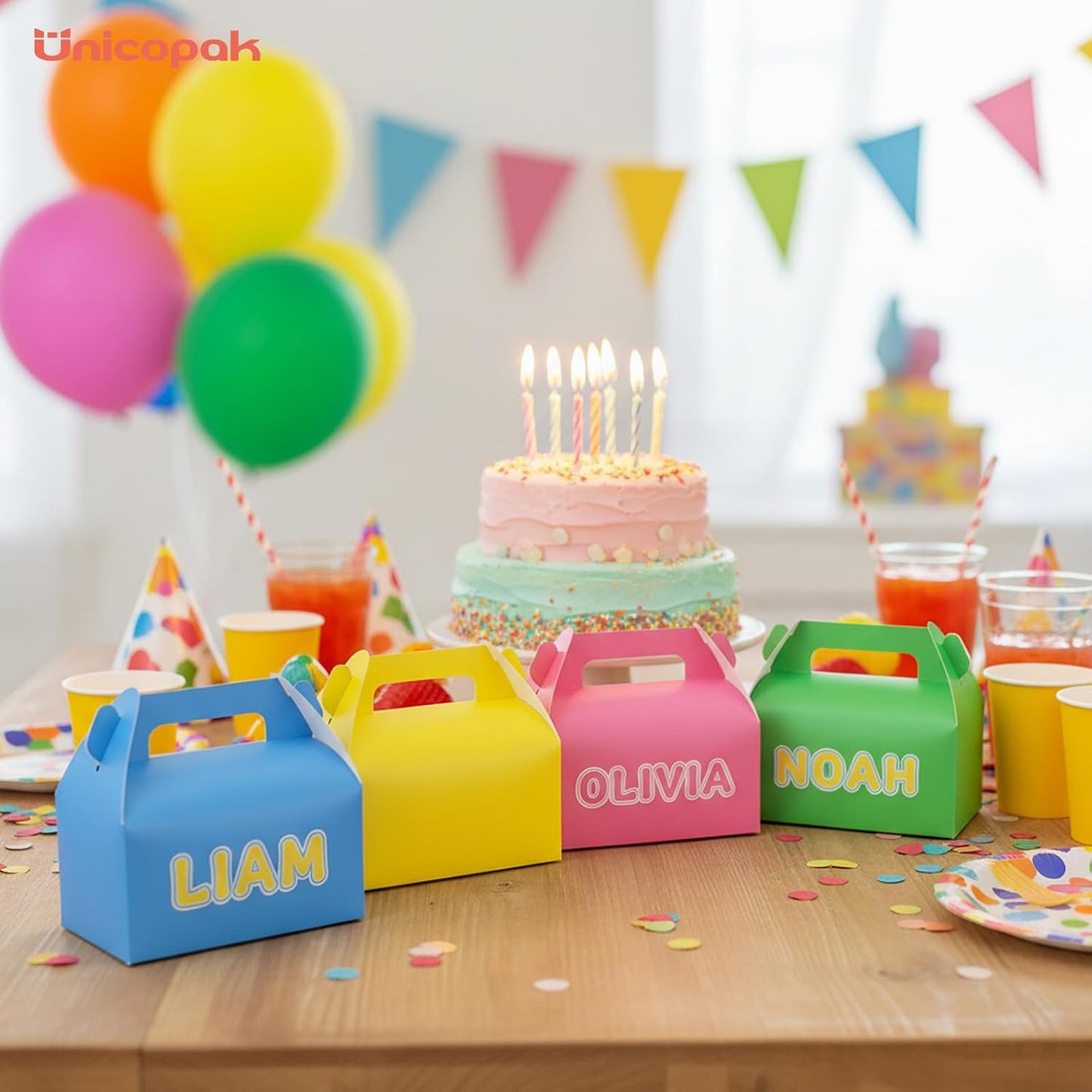 30 Pack Yellow Party Favor Bag Boxes, Gable Gift Boxes for Candies Treats Goodies Cookies, Ideal for Yellow Party Favors, Themed Birthday Party, Valentine's Day, 6.5x3.5x3.5 Inches