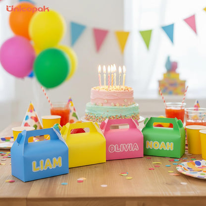 30 Pack Yellow Party Favor Bag Boxes, Gable Gift Boxes for Candies Treats Goodies Cookies, Ideal for Yellow Party Favors, Themed Birthday Party, Valentine's Day, 6.5x3.5x3.5 Inches