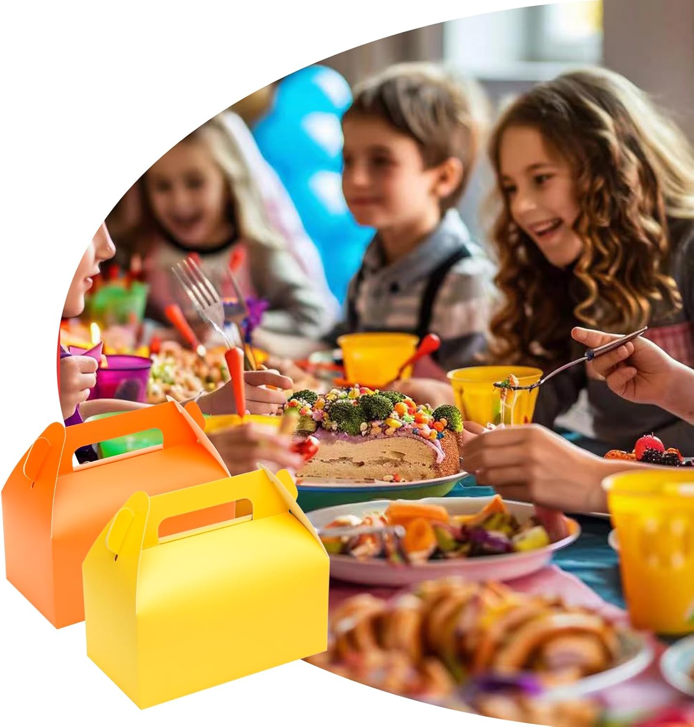 30 Pack Yellow Party Favor Bag Boxes, Gable Gift Boxes for Candies Treats Goodies Cookies, Ideal for Yellow Party Favors, Themed Birthday Party, Valentine's Day, 6.5x3.5x3.5 Inches