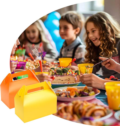 30 Pack Yellow Party Favor Bag Boxes, Gable Gift Boxes for Candies Treats Goodies Cookies, Ideal for Yellow Party Favors, Themed Birthday Party, Valentine's Day, 6.5x3.5x3.5 Inches