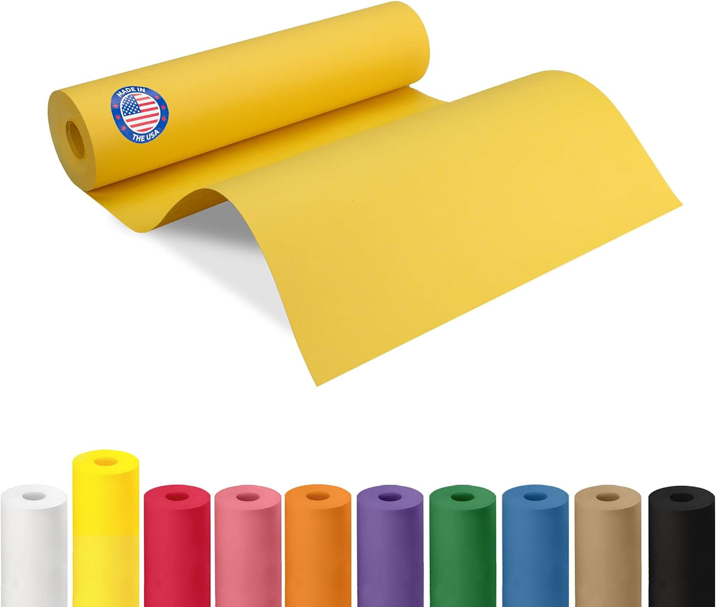 12" x 1200" (100 feet) Yellow Kraft Paper Roll - USA-Made Quality Craft Paper for Gift Wrapping, Kids' Arts & Crafts, School Projects - 100% Recycled Natural Material 50lb Thickness