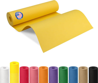 12" x 1200" (100 feet) Yellow Kraft Paper Roll - USA-Made Quality Craft Paper for Gift Wrapping, Kids' Arts & Crafts, School Projects - 100% Recycled Natural Material 50lb Thickness