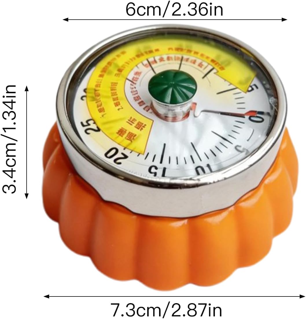 Mechanical Kitchen Timer with Magnet: Wind Up Cooking Timer Clock with Loud Alarm, Kitchen Timers for Cooking, No Battery Manual Food Timer for Baking, BBQ, Seniors & Daily Reminders (Yellow)