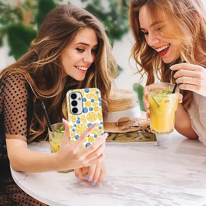 Aesthetics Summer Lemon Blueberry Phone Case for Samsung Galaxy A15 5G Case Cute Design Phone Cover Shockproof Soft TPU Hard PC Protection Funda for Samsung A15 5G 6.5 Inch
