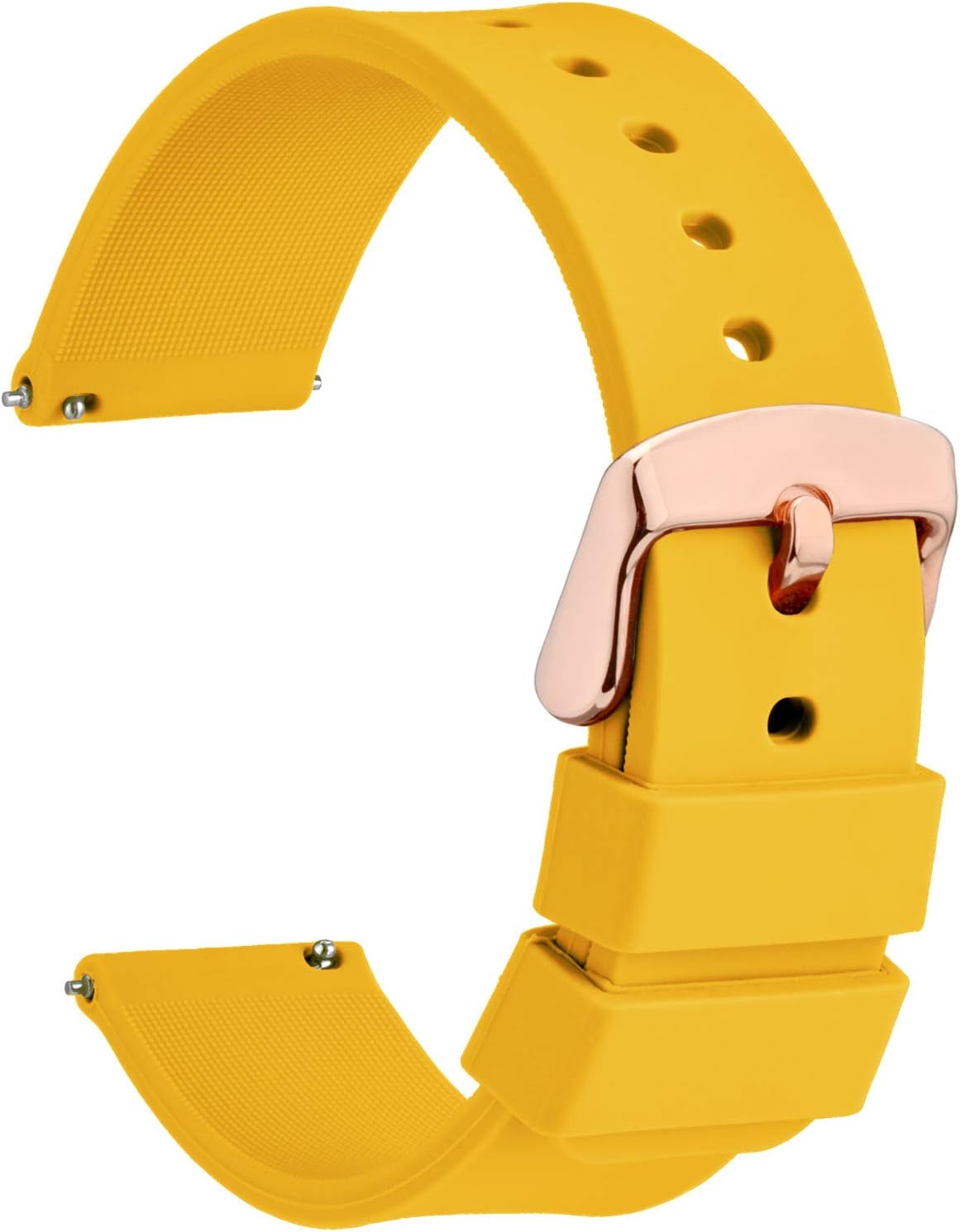 WOCCI 21mm Silicone Watch Band with Rose Gold Buckle, Soft Rubber Replacement Straps with Quick Release (Yellow)