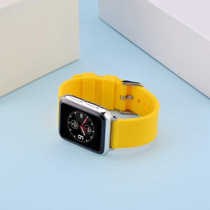 WOCCI 21mm Silicone Watch Band with Rose Gold Buckle, Soft Rubber Replacement Straps with Quick Release (Yellow)