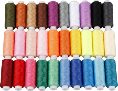 Sewing Thread Kit, 30 Colors Polyester 250 Yards per Spool | Ideal for Hand Sewing, Embroidery, Mending Clothes, and DIY Craft Projects for Adults and Beginners