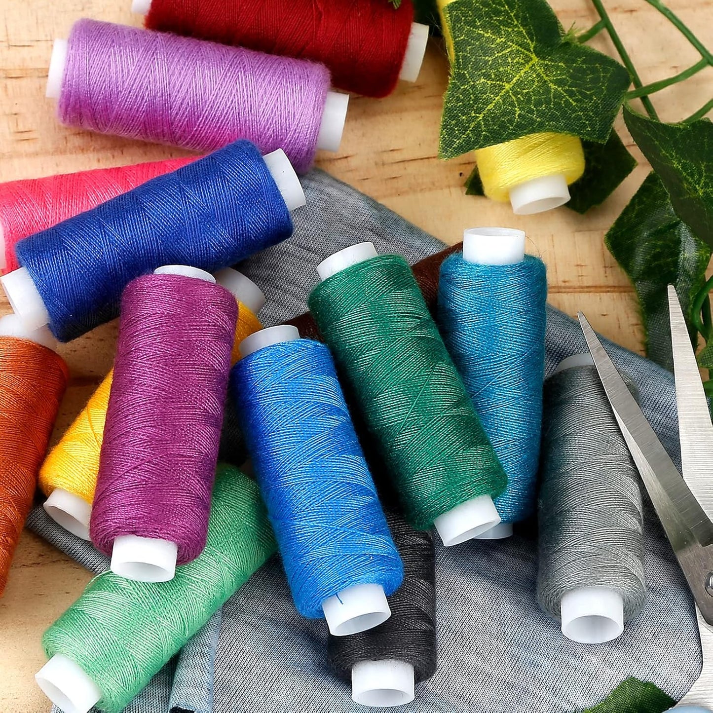 Sewing Thread Kit, 30 Colors Polyester 250 Yards per Spool | Ideal for Hand Sewing, Embroidery, Mending Clothes, and DIY Craft Projects for Adults and Beginners