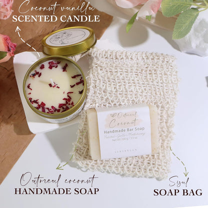 Birthday Gifts for Women Self Care Spa Gift Basket Crochet Sunflower Scented Candle Handmade Soap Get Well Soon Thinking of You Gifts for Mom Sister Friend Teacher Wife Her Relaxation Care Package