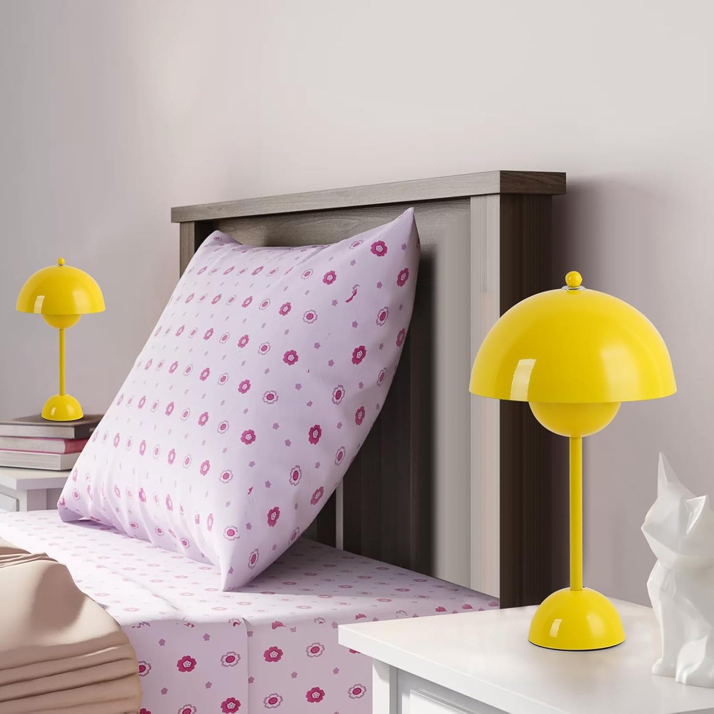 COSYLUX Modern Small Table Lamp for Bedroom, Cute Dome Shade Reflecting Light Reading Lamp for Living Room, Kid's Room, Study, Office, Beside Bedside Nightstand Desk Lamp(Yellow)