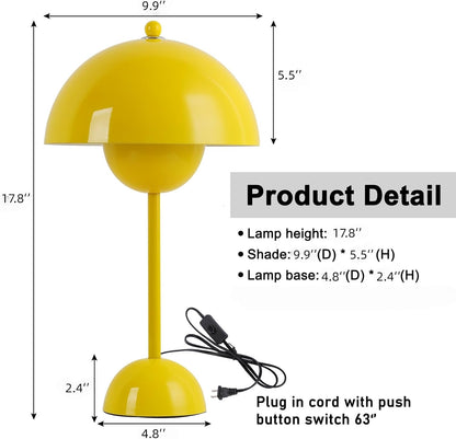 COSYLUX Modern Small Table Lamp for Bedroom, Cute Dome Shade Reflecting Light Reading Lamp for Living Room, Kid's Room, Study, Office, Beside Bedside Nightstand Desk Lamp(Yellow)