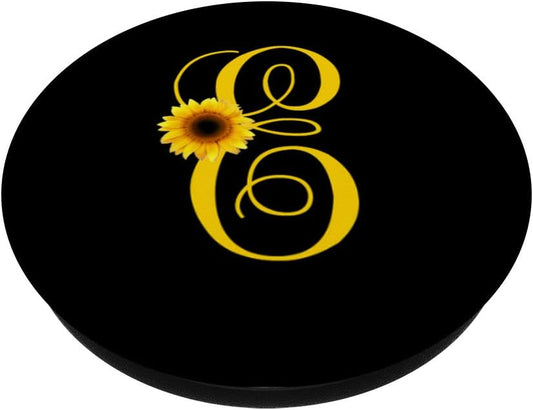 E Letter Monogram Yellow Sunflower Initial Personalized PopSockets PopGrip: Swappable Grip for Phones & Tablets