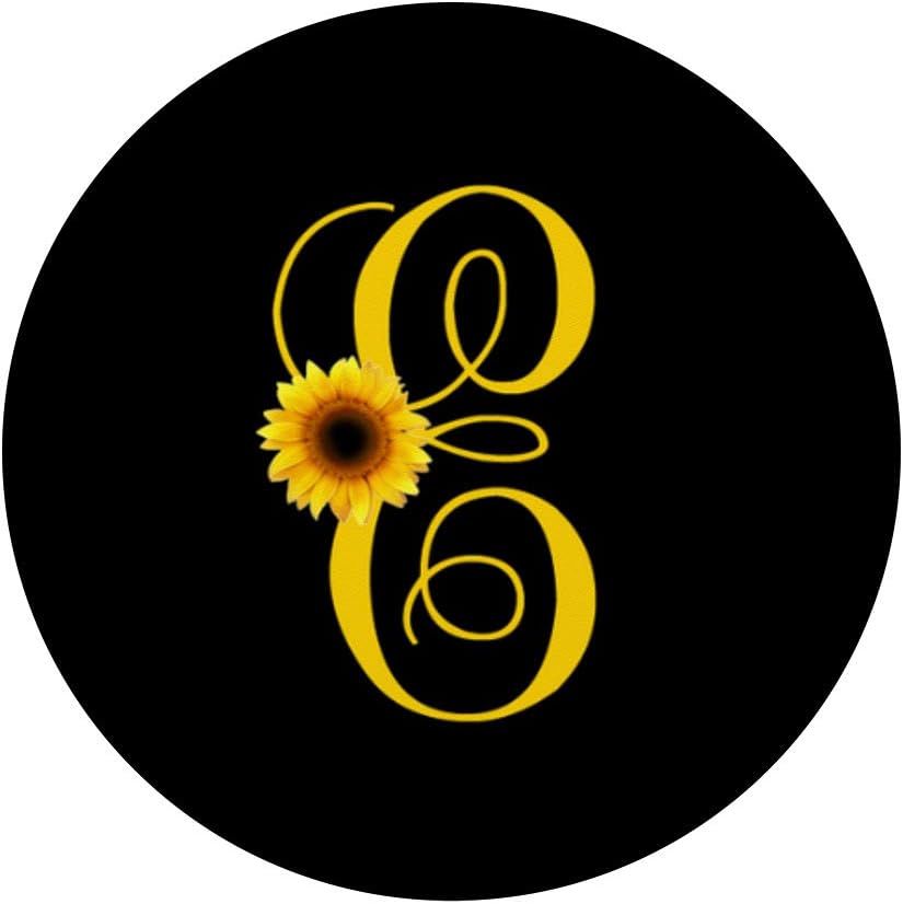 E Letter Monogram Yellow Sunflower Initial Personalized PopSockets PopGrip: Swappable Grip for Phones & Tablets