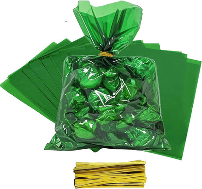 100Pcs Yellow Gift Bags，Cellophane Bags,Treat Bags,Goodie Bags,Candy Bags They are Suitable for Valentine, Birthday, Cookie Snack Packing Party Favor Supplies 6x9 inch