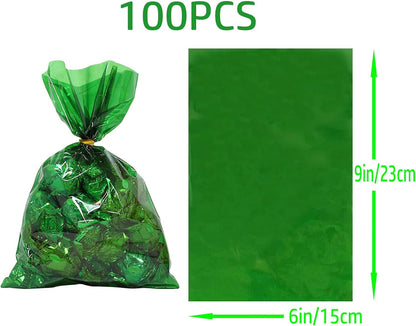 100Pcs Yellow Gift Bags，Cellophane Bags,Treat Bags,Goodie Bags,Candy Bags They are Suitable for Valentine, Birthday, Cookie Snack Packing Party Favor Supplies 6x9 inch