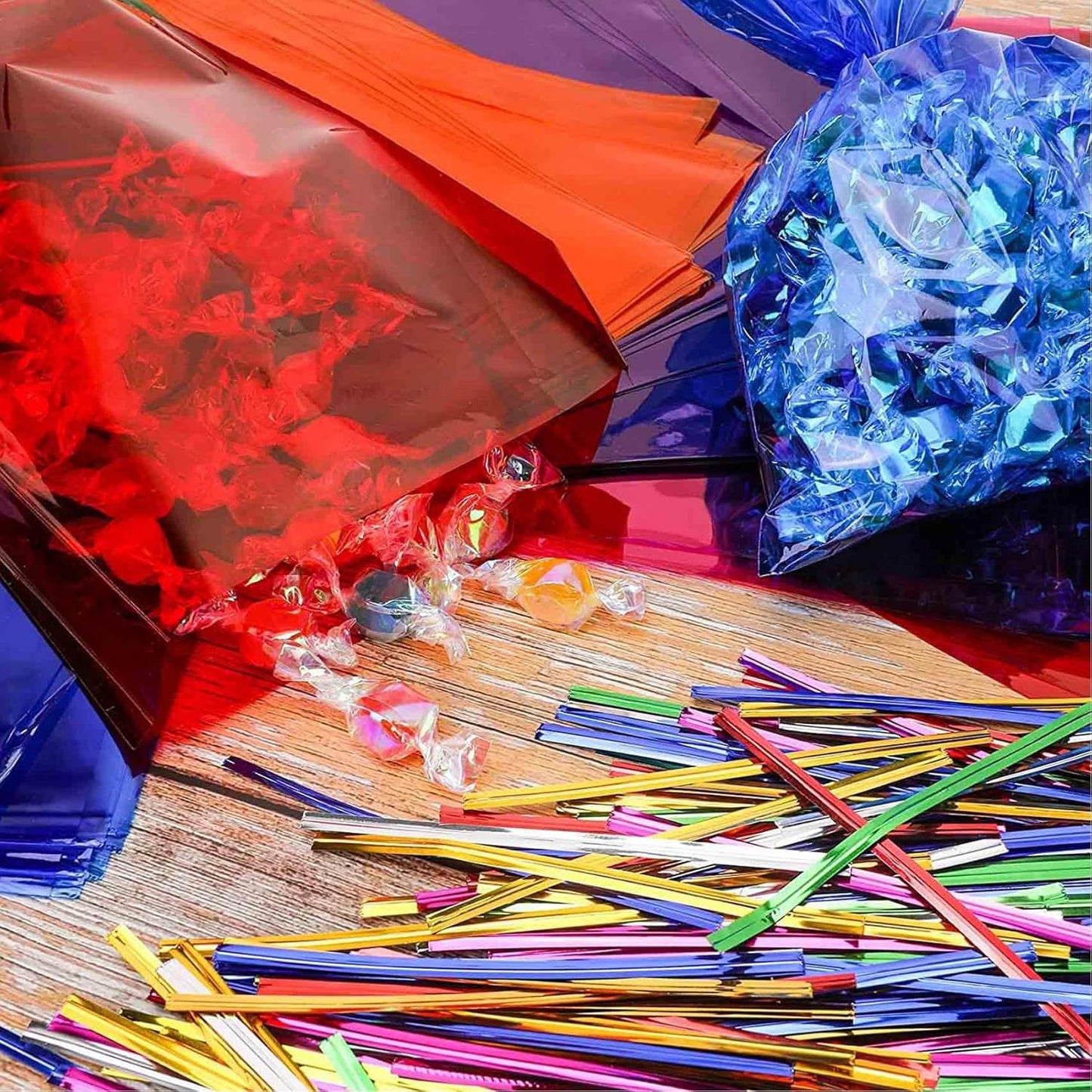 100Pcs Yellow Gift Bags，Cellophane Bags,Treat Bags,Goodie Bags,Candy Bags They are Suitable for Valentine, Birthday, Cookie Snack Packing Party Favor Supplies 6x9 inch