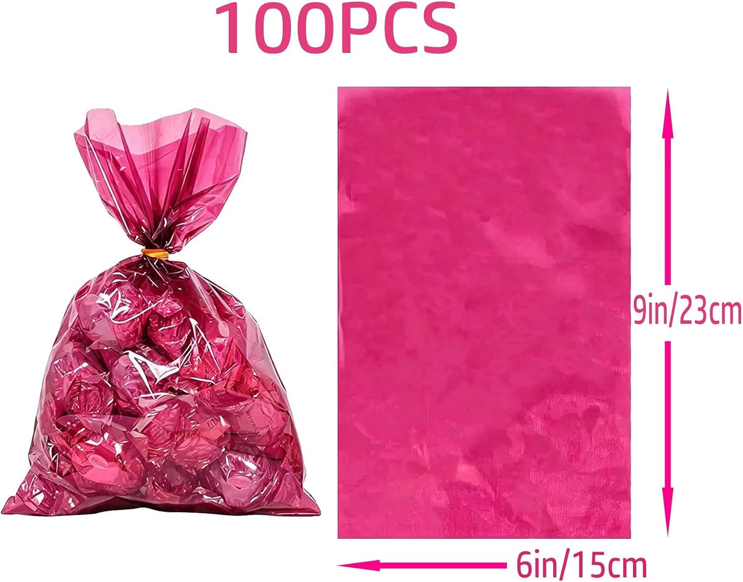 100Pcs Yellow Gift Bags，Cellophane Bags,Treat Bags,Goodie Bags,Candy Bags They are Suitable for Valentine, Birthday, Cookie Snack Packing Party Favor Supplies 6x9 inch