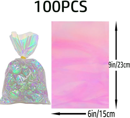 100Pcs Yellow Gift Bags，Cellophane Bags,Treat Bags,Goodie Bags,Candy Bags They are Suitable for Valentine, Birthday, Cookie Snack Packing Party Favor Supplies 6x9 inch