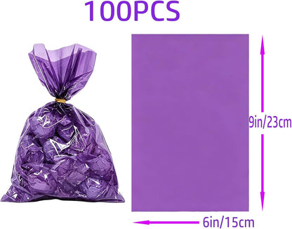 100Pcs Yellow Gift Bags，Cellophane Bags,Treat Bags,Goodie Bags,Candy Bags They are Suitable for Valentine, Birthday, Cookie Snack Packing Party Favor Supplies 6x9 inch