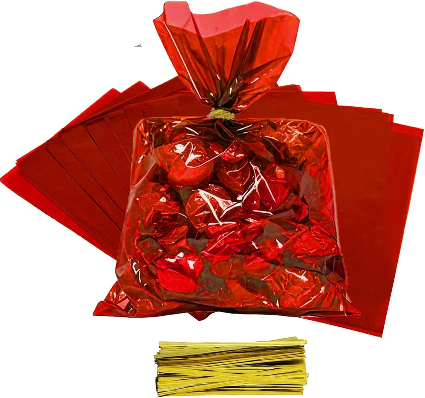 100Pcs Yellow Gift Bags，Cellophane Bags,Treat Bags,Goodie Bags,Candy Bags They are Suitable for Valentine, Birthday, Cookie Snack Packing Party Favor Supplies 6x9 inch