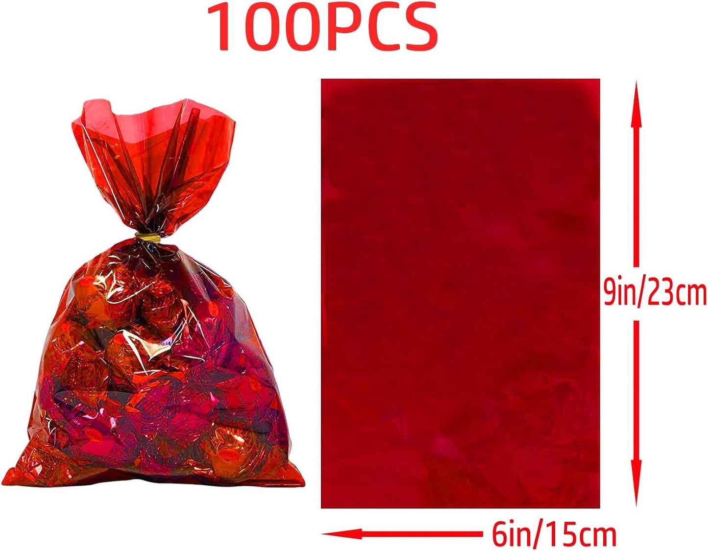 100Pcs Yellow Gift Bags，Cellophane Bags,Treat Bags,Goodie Bags,Candy Bags They are Suitable for Valentine, Birthday, Cookie Snack Packing Party Favor Supplies 6x9 inch