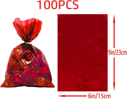 100Pcs Yellow Gift Bags，Cellophane Bags,Treat Bags,Goodie Bags,Candy Bags They are Suitable for Valentine, Birthday, Cookie Snack Packing Party Favor Supplies 6x9 inch