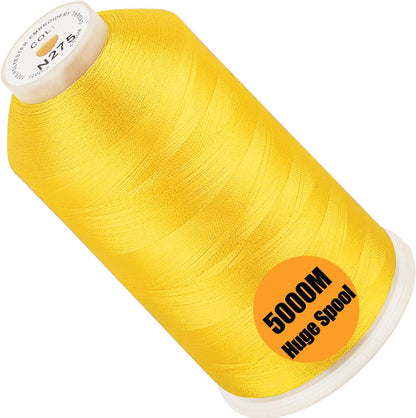 Huge Spool Embroidery Thread-Canary Yellow Fits Janome Color | Single Spool, 40WT, Polyester, 5000M/5500YD for Commercial Machines, Use a Thread Stand to Work with Home Embroidery Machine