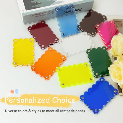 2Pcs Magnetic Car Visor Photo Holder, Scalloped Yellow, 2.4 x 3.5 in | Clear Acrylic Car Picture Frame, Personalized Picture Frame Clip for Sun Visor, For Family, Pets, Travel Photos
