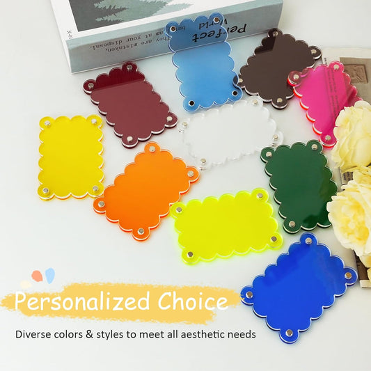2Pcs Magnetic Car Visor Photo Holder, Scalloped Yellow, 2.4 x 3.5 in | Clear Acrylic Car Picture Frame, Personalized Picture Frame Clip for Sun Visor, For Family, Pets, Travel Photos