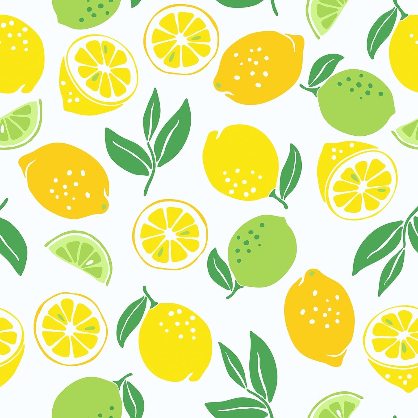 Fresh Lemon Peel and Stick Wallpaper Roll 12"x100" Yellow Lemon Green Lime Citrus Fruit Leaf Wallpaper for Kitchen Bedroom Living Room Self Adhesive Contact Paper Removable Vinyl Wall Mural