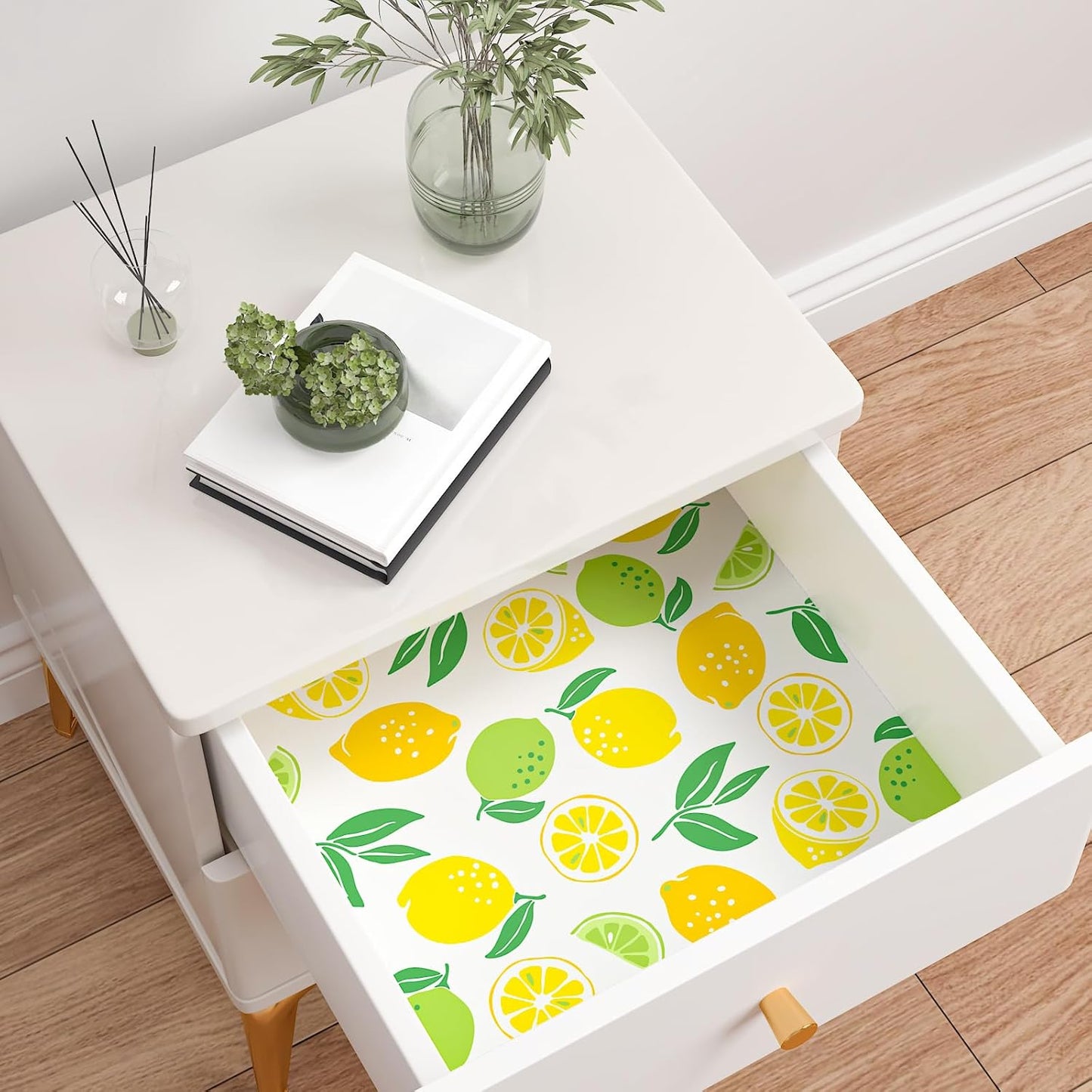 Fresh Lemon Peel and Stick Wallpaper Roll 12"x100" Yellow Lemon Green Lime Citrus Fruit Leaf Wallpaper for Kitchen Bedroom Living Room Self Adhesive Contact Paper Removable Vinyl Wall Mural