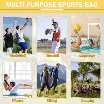 Drawstring Soccer Bag Basketball Backpack for Kids Teens, Foldable Sports Bags Detachable Ball Mesh Bag for Gym Yoga Football Baseball