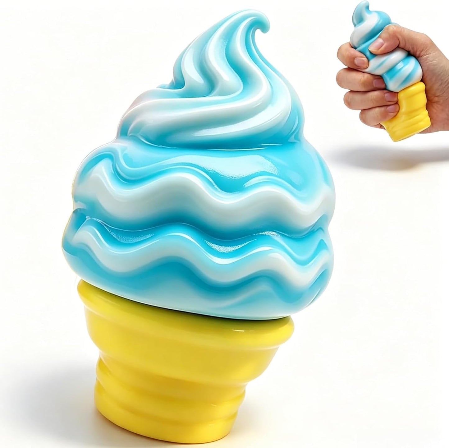 Ice Cream Squishy Toy,Summer Sensory, Easter Basket Filler, Easter Egg that can be Turned into a Skirt, Classroom Awards and Party (Yellow)