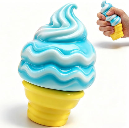 Ice Cream Squishy Toy,Summer Sensory, Easter Basket Filler, Easter Egg that can be Turned into a Skirt, Classroom Awards and Party (Yellow)